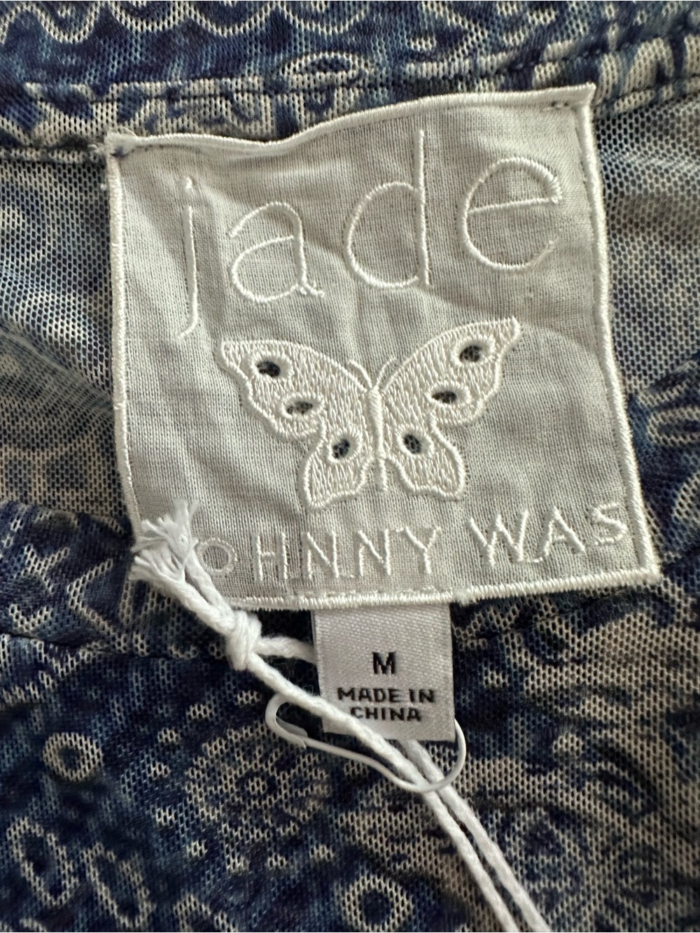 Johnny Was Blue Paisley Lace-Inspired Sheer Long Sleeve Top - Picture 4 of 10